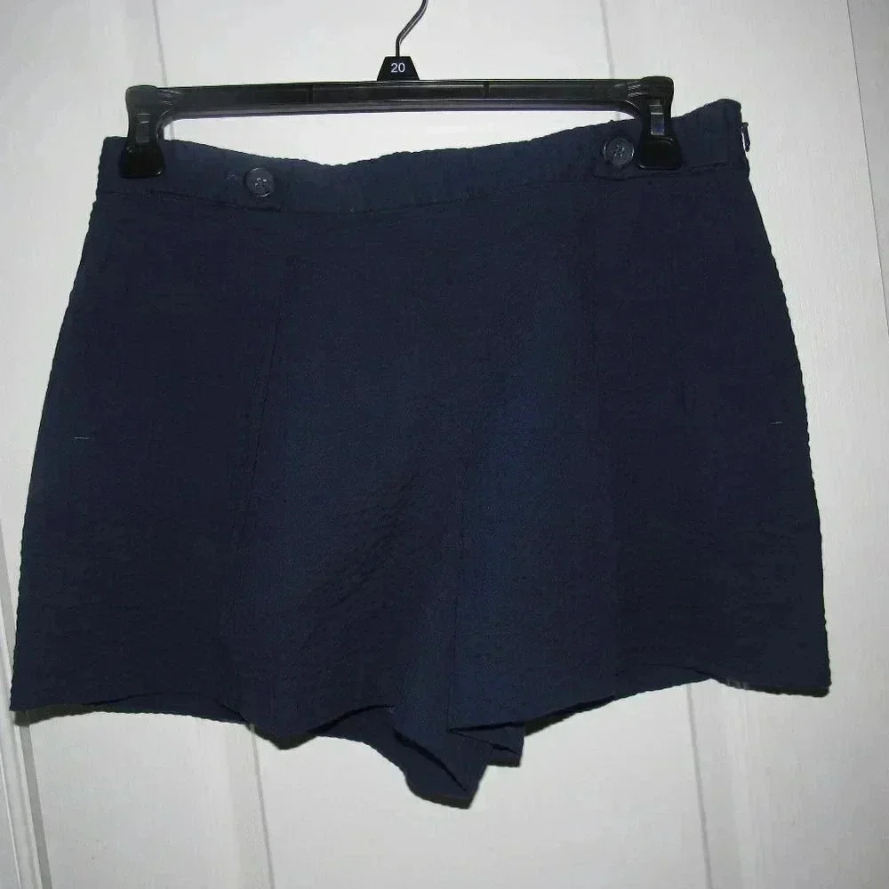 NWT BANANA REPUBLIC Blue Pleated High Rise Shorts Size 10 (4” inseam) - Picture 2 of 7